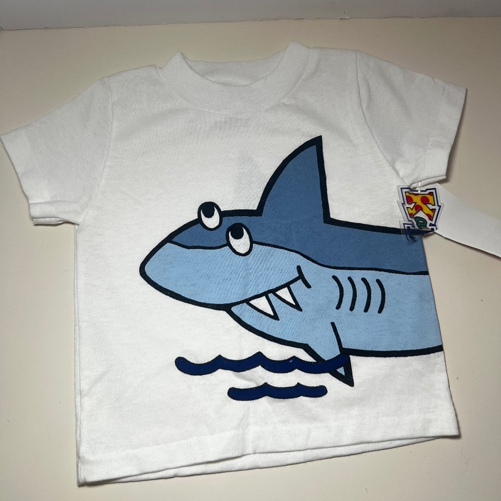 Vintage Y2K Graphic Wrap Around Shark Tee Deadstock KaBoom! Single Stitch